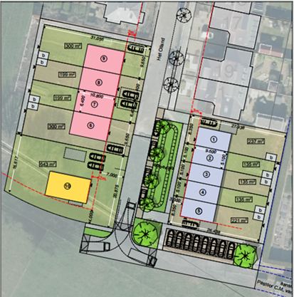 Plattegrond ontwikkeling nieuwe woningen aan het Olland in Rietmolen